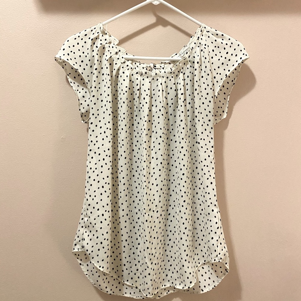 Lauren Conrad blouse -cream with black polka dots